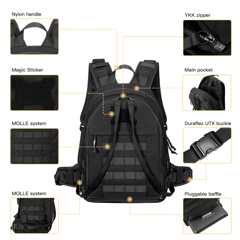 Rapid Response Concealed Plate Carrier Backpack Tactical Vest Backpack
