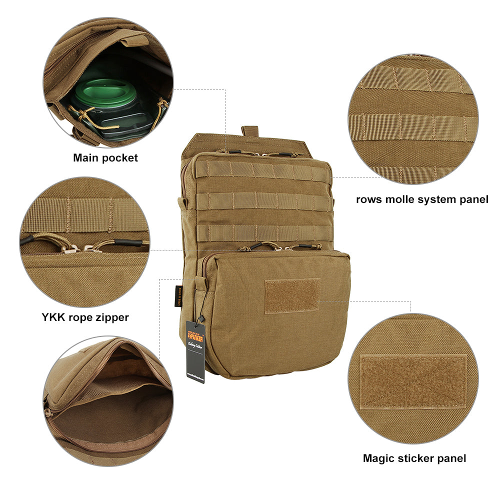 Outdoor 500D Nylon Tactical Hydration Backpack Molle System Hiking Hydration Bag Multi-function Tactical Bag