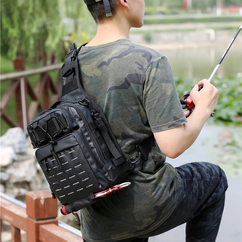 Outdoor Crossbody Bag Multifunctional Sports Fishing Bag Durable Nylon Backpack for Outside Hiking